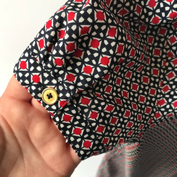 The Limited Red and Blue Blouse Split Neckline - Picture 5 of 7